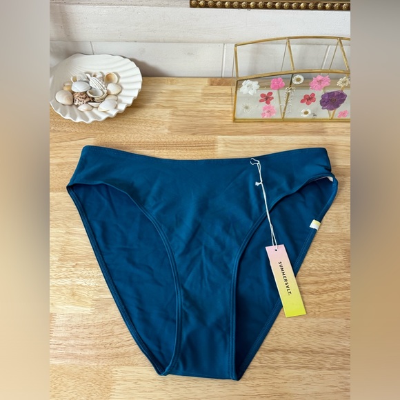 NWT Summersalt The High Leg Mid Rise Bikini Bottom In Blue Size 10 Beach Summer - Picture 7 of 11